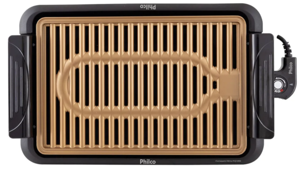 Churrasqueira Elétrica Philco PCQ1200D Preta e Dourada Portátil 1200W - 220V
